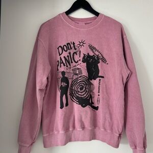Mahagrid Pink Sweatshirt Don't Panic Korean crewneck